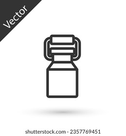 Grey line Can container for milk icon isolated on white background.  Vector