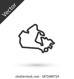 Grey line Canada map icon isolated on white background. Vector.