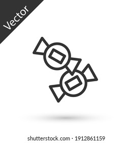 Grey line Candy icon isolated on white background. Vector.