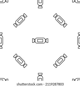 Grey line Candy icon isolated seamless pattern on white background.  Vector