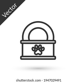 Grey line Canned food icon isolated on white background. Food for animals. Pet food can. Vector