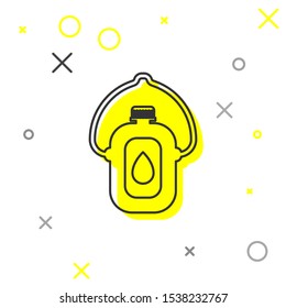 Grey line Canteen water bottle icon isolated on white background. Tourist flask icon. Jar of water use in the campaign.  Vector Illustration