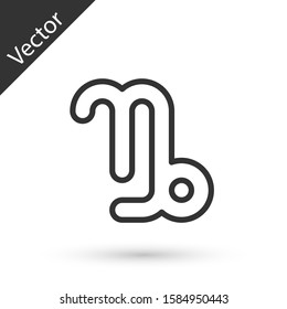 Grey line Capricorn zodiac sign icon isolated on white background. Astrological horoscope collection.  Vector Illustration