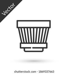 Icono de filtro de aire de línea gris del coche aislado en fondo blanco. Símbolo del servicio de reparación de automóviles. Vector.