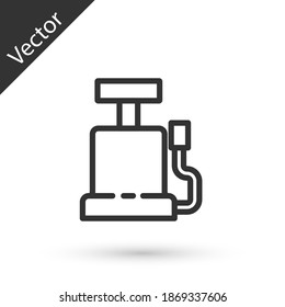 Grey line Car air pump icon isolated on white background. Vector.