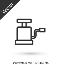 Grey line Car air pump icon isolated on white background. Vector.