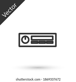 Icono de audio del coche de línea gris aislado en fondo blanco. Icono de audio del coche de radio Fm. Vector.