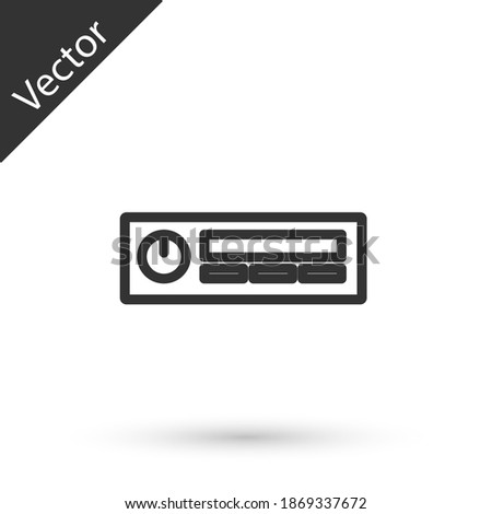 Grey line Car Audio icon isolated on white background. Fm radio car audio icon. Vector.