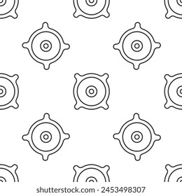 Grey line Car audio speaker icon isolated seamless pattern on white background.  Vector