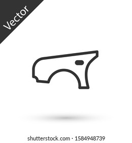 Grey line Car fender icon isolated on white background.  Vector Illustration