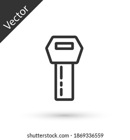 Línea gris Tecla Car con icono remoto aislado en fondo blanco. Llave de coche y sistema de alarma. Vector.