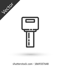 Grey line Car key with remote icon isolated on white background. Car key and alarm system. Vector.