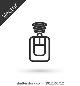Grey line Car key with remote icon isolated on white background. Car key and alarm system. Vector.