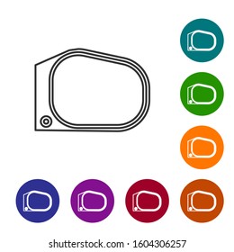 Grey line Car mirror icon isolated on white background. Set icons in color circle buttons. Vector Illustration