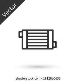 Grey line Car radiator cooling system icon isolated on white background. Vector.