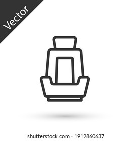 Icono del asiento del coche de línea gris aislado en fondo blanco. Sillón de coche. Vector.