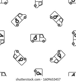 Grey line Car service icon isolated seamless pattern on white background. Repair service auto mechanic. Maintenance sign.  Vector Illustration