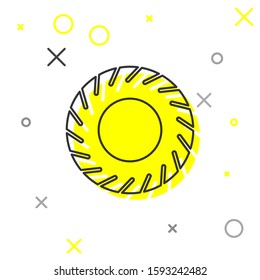 Grey line Car tire icon isolated on white background.  Vector Illustration