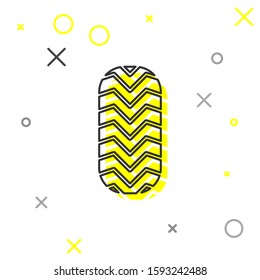 Grey line Car tire icon isolated on white background.  Vector Illustration