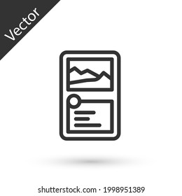 Grey line Card game collection icon isolated on white background. Fantasy ui kit with magic items.  Vector
