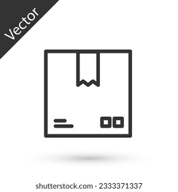 Grey line Cardboard box with traffic symbol icon isolated on white background. Box, package, parcel. Delivery, transportation and shipping.  Vector Illustration