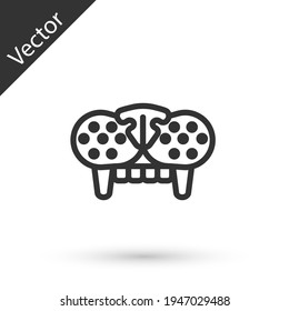 Grey line Cat tooth icon isolated on white background. Vector