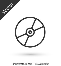 Grey line CD or DVD disk icon isolated on white background. Compact disc sign. Vector.