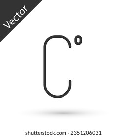 Grey line Celsius icon isolated on white background.  Vector Illustration