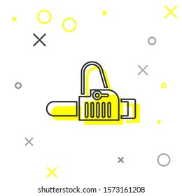 Grey line Chainsaw icon isolated on white background.  Vector Illustration