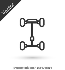 Grey line Chassis car icon isolated on white background.  Vector Illustration