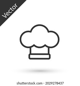 Grey line Chef hat icon isolated on white background. Cooking symbol. Cooks hat.  Vector
