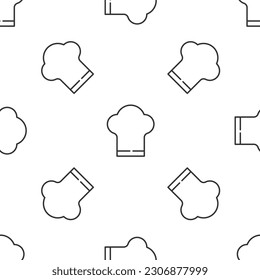 Grey line Chef hat icon isolated seamless pattern on white background. Cooking symbol. Cooks hat.  Vector