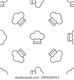 Grey line Chef hat icon isolated seamless pattern on white background. Cooking symbol. Cooks hat.  Vector