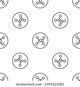Grey line Chemical formula icon isolated seamless pattern on white background. Abstract hexagon for innovation medicine, health, research and science.  Vector