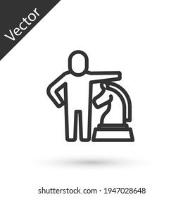 Grey line Chess icon isolated on white background. Business strategy. Game, management, finance. Vector