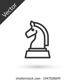 Grey line Chess icon isolated on white background. Business strategy. Game, management, finance. Vector