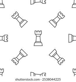 Grey line Chess icon isolated seamless pattern on white background. Business strategy. Game, management, finance.  Vector