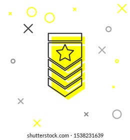 Grey line Chevron icon isolated on white background. Military badge sign.  Vector Illustration