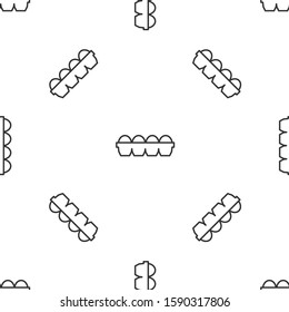 Grey line Chicken egg in box icon isolated seamless pattern on white background.  Vector Illustration
