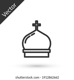 Grey line Christian church tower icon isolated on white background. Religion of church. Vector.