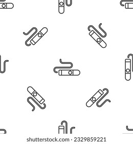 Grey line Cigar icon isolated seamless pattern on white background.  Vector