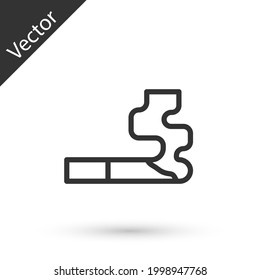 Icono de Cigarrillo de línea gris aislado en fondo blanco. Señal de tabaco. Símbolo de tabaco.  Vector