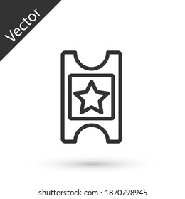 Grey line Cinema ticket icon isolated on white background. Vector.