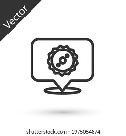 Grey line Circular saw blade icon isolated on white background. Saw wheel. Vector