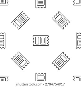Grey line Circus ticket icon isolated seamless pattern on white background. Amusement park.  Vector