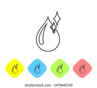 Grey line Clean water drop icon isolated on white background. Set icon in color rhombus buttons. Vector Illustration