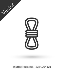 Grey line Climber rope icon isolated on white background. Extreme sport. Sport equipment.  Vector Illustration