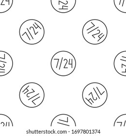Icono de Reloj de línea gris 24 horas aislado sin fisuras en fondo blanco. Icono cíclico de todo el día. símbolo de servicio las 24 horas. Ilustración vectorial