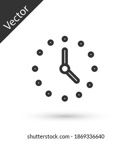 Graue Linie Uhr Symbol einzeln auf weißem Hintergrund. Zeitsymbol. Vektorgrafik.