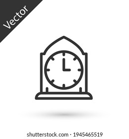 Icono de Reloj de línea gris aislado en fondo blanco. Símbolo de tiempo. Vector